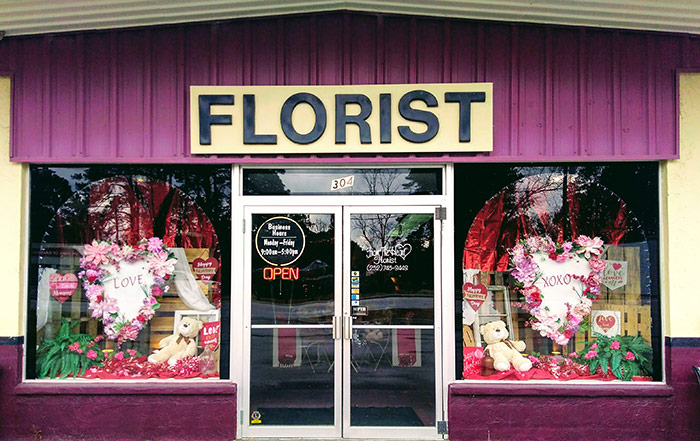 Picture of the front of the florist shop